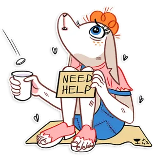 💸 996c1d4c NEED HELP ความยากจน, ขอทาน, สุนัข, การ์ตูน, สัตว์, ช่วยเหลือ, เศร้า, ต้องการ telegram sticker