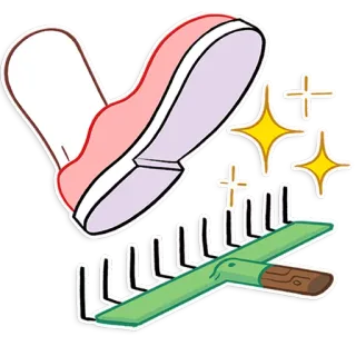 💀 e5030abd เท้า, คราด, ทำสวน, เครื่องมือ, การ์ตูน, สติกเกอร์ telegram sticker