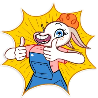 👍 f4b0f4c0 กระต่าย, การ์ตูน, ยกนิ้วโป้ง, น่ารัก, สัตว์ telegram sticker