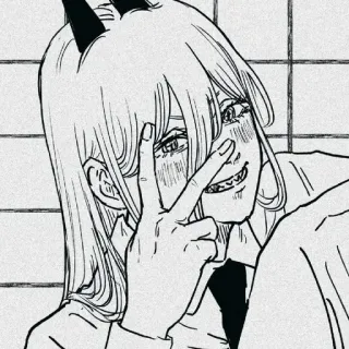 ✌️ 65cde38b Power Chainsaw Man Anime, Demone, Ragazza, Corna, Segno di pace whatsapp sticker