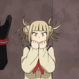 💉 c57c9e0a Himiko Toga My Hero Academia アニメ, 僕のヒーローアカデミア, 渡我被身子, ヴィラン, 制服, 金髪, 可愛い telegram sticker