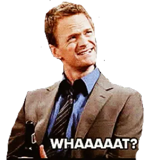 😳 2e9b4faf Barney Stinson How I Met Your Mother WHAAAAAAT? Überraschung, Schock, Comedy, Lustig, Reaktion, Humor telegram sticker