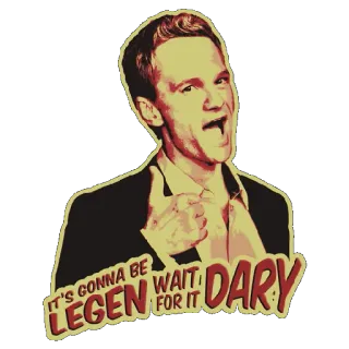👍 7b0ec4b6 Barney Stinson How I Met Your Mother It's gonna be legen wait for it dary Barney Stinson, How I Met Your Mother, legendär, Fernsehserie, Comedy, Sitcom telegram sticker