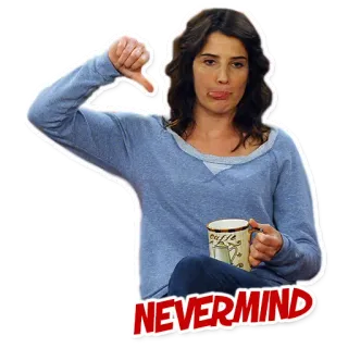👎 3743b582 NEVERMIND Frau, Daumen Runter, Egal, Gefällt mir nicht, Negativ, Person, Kaffee telegram sticker