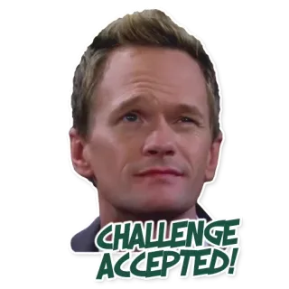 😏 8048d6a3 Barney Stinson How I Met Your Mother CHALLENGE ACCEPTED! Herausforderung, Angenommen, Fernsehserie, Comedy, Barney, Stinson, HIMYM telegram sticker