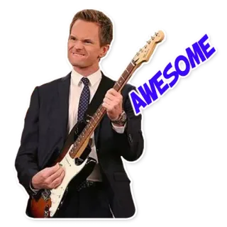 🎸 d1b00916 Barney Stinson How I Met Your Mother AWESOME super, gitarre, anzug, barney stinson, how i met your mother, comedy, charakter telegram sticker