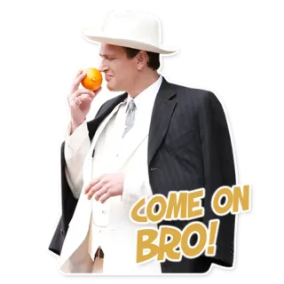 🔫 f4eda63e COME ON BRO! mann, hut, orange, komm schon bruder, lustig telegram sticker