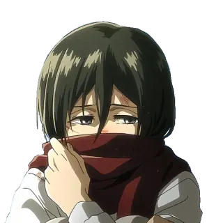 😊 50fa2af4 Mikasa Ackerman Attack on Titan anime, girl, scarf, sad, crying telegram sticker
