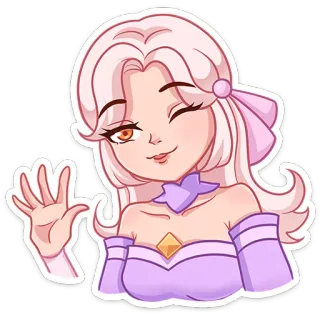 😉 d52335d4 Phim hoạt hình, Anime, Cô gái, Vẫy tay, Chào hỏi, Nháy mắt, Thân thiện telegram sticker