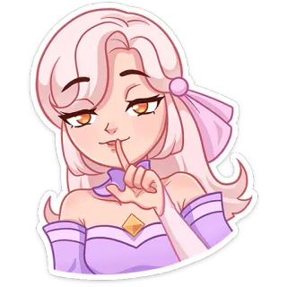 🤫 d9504414 phụ nữ, cô gái, hoạt hình, nhân vật, tóc hồng, suỵt, ngón tay lên môi, bí mật telegram sticker