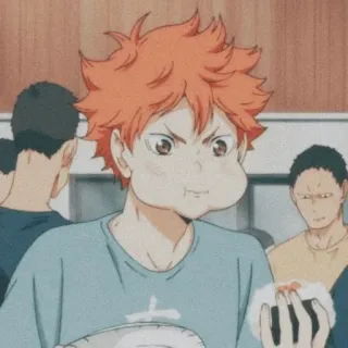 🌌 9c0a4eeb Hinata Haikyuu アニメ, ハイキュー!!, 日向, 日向翔陽, 漫画, 少年, 食べる whatsapp sticker