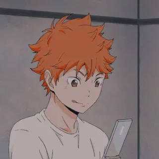 💫 1361ef81 Hinata Shoyo Haikyuu!! 动漫, 排球少年, 日向翔阳, 角色, 男孩, 橙色头发 telegram sticker
