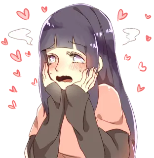 😳 f9c65766 Hinata Hyuga Naruto anime, chorando, corações, emocional, ninja telegram sticker