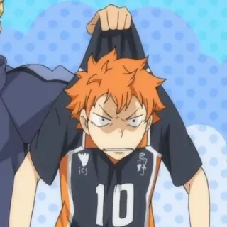 ☀️ 0807c18a Hinata Shoyo Haikyuu!! 动漫, 漫画, 排球少年, 日向, 翔阳, 角色, 橙色头发, 生气 telegram sticker