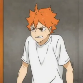 ☀️ 9cd31db4 Hinata Shoyo Haikyuu!! 动漫, 排球少年, 日向, 翔阳, 生气, 排球 telegram sticker