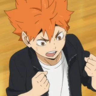 ☀️ ba0656e9 Hinata Shoyo Haikyuu!! 动漫, 角色, 日向翔阳, 排球少年!!, 激动, 橙色头发 telegram sticker