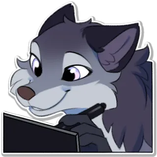 🖊 3c3c92d1 animal, loup, dessin, cartoon, artiste, stylo whatsapp sticker