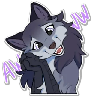 🤤 3df6e4c5 AWWW loup, mignon, kawaii, animal, poilu whatsapp sticker