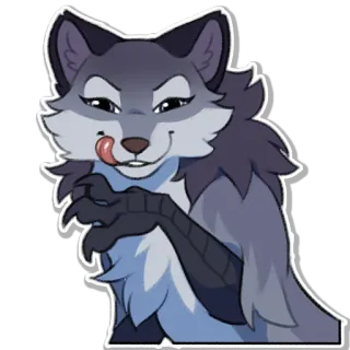 😏 43b78c82 loup, animal, dessin animé, mignon, poilu whatsapp sticker