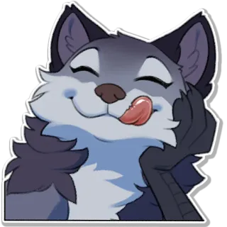 😋 4a915d7e loup, mignon, animal, lécher, joyeux, poilu, dessin animé whatsapp sticker