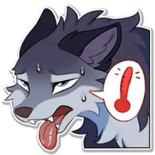 🥵 554d72df thermomètre, malade, loup, transpiration, malade whatsapp sticker