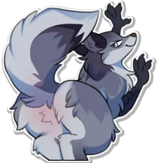 😈 6d7c046f animal, dessin animé, renard, poilu, mignon whatsapp sticker