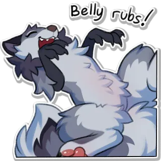 😙 adf73605 Belly rubs! ventre, chien, joyeux, poilu, animal, mignon whatsapp sticker