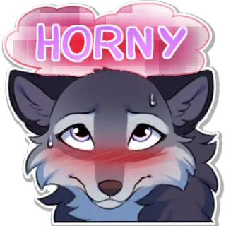 🤒 ae3f2b88 HORNY loup, gêné, mignon, animal, dessin animé whatsapp sticker