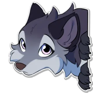🤨 b9602219 loup, animal, dessin animé, mignon, gris whatsapp sticker