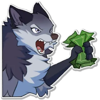 💵 bbca51a0 loup, argent, colère, dessin animé, avidité, riche whatsapp sticker