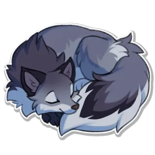 😴 bfcc271f dormir, loup, animal, mignon, recroquevillé whatsapp sticker