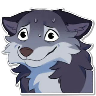 😬 c43849ad animal, loup, mignon, nerveux, gêné, sueur whatsapp sticker