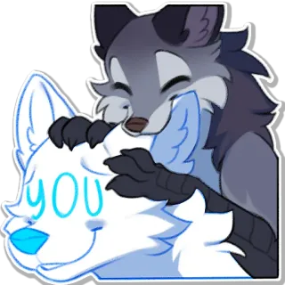 😚 c69ee66a you animal, renard, dessin animé, amour, mignon, amitié, câlin whatsapp sticker