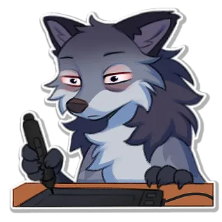 🥱 d9678f92 loup, dessin, fatigué, animal, dessin animé whatsapp sticker