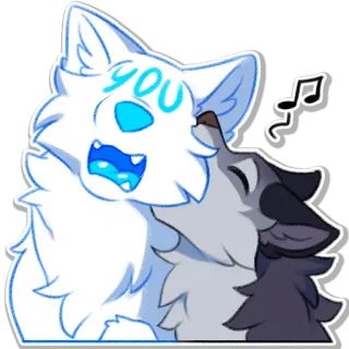 😜 d9e73b38 you loup, dessin animé, animal, mignon whatsapp sticker