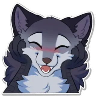 ☺️ f5e57d49 joyeux, mignon, loup, furry, dessin animé whatsapp sticker