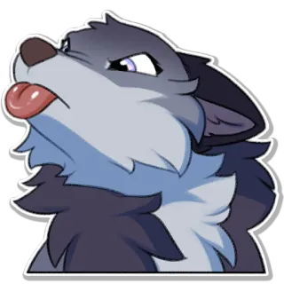 😑 fca1f376 animal, loup, langue, dessin animé, mignon, poilu whatsapp sticker