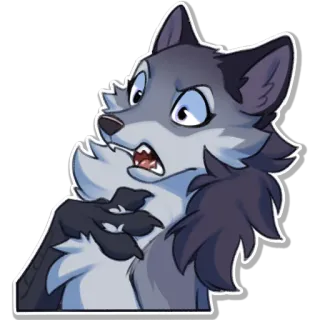 😲 077e6778 Wolf, Cartoon, verängstigt, geschockt, besorgt telegram sticker