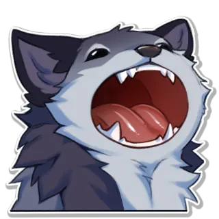 😀 29b9bb32 wolf, hund, tier, offener mund, süß, cartoon telegram sticker