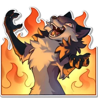 🤩 40c3539e Werwolf, wütend, Fellwesen, Flammen, Monster telegram sticker