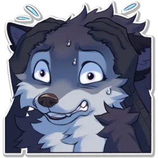 😧 8735aa31 Fellwesen, verängstigt, nervös, Schweiß, Wolf, ängstlich telegram sticker