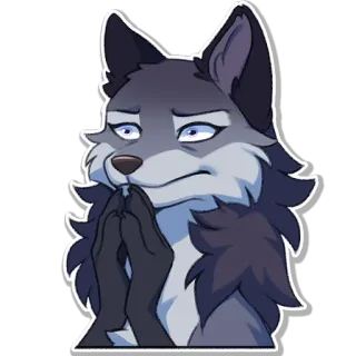 🙏 a0e95740 wolf, cartoon, traurig, flehend, betteln, furry, niedlich, anime telegram sticker