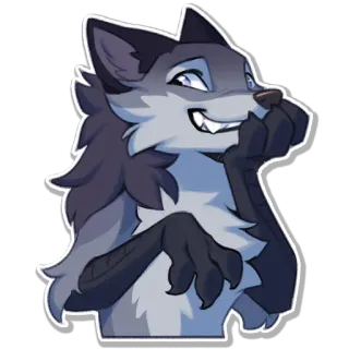 😁 cb7e7d2f Wolf, Anthropomorph, Fell, Lächelnd, Cartoon, Tier telegram sticker