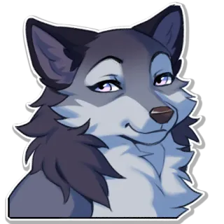 😏 f4aac37d tier, wolf, cartoon, lächelnd, fell telegram sticker