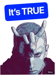 ✌ dac8b461 Eminem It's TRUE eminem, rap, musica, corna del diavolo telegram sticker