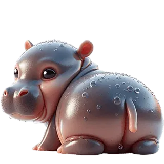 🍑 9d81380d kuda nil, imut, hewan, kartun, bayi kuda nil, satwa liar, mamalia telegram sticker