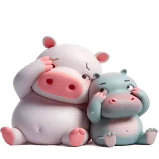 😩 9ca6b427 Cartoon, Nilpferd, Niedlich, Tiere, Kawaii, Aufkleber telegram sticker