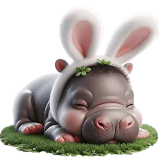 😴 40782ca5 Nilpferd, Hase, Ostern, süß, Tier, Cartoon whatsapp sticker