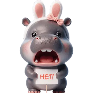 ❌ d0f20a90 HET! Nilpferd, Hase, Ostern, Cartoon, Süß, Tier, Nein whatsapp sticker