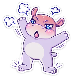 😡 0f11b15b hippopotame, en colère, mignon, dessin animé, animal, autocollant telegram sticker